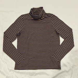 NWT J Crew Factory Striped Tissue Turtleneck Long Sleeve - Navy and Tan—Mediun